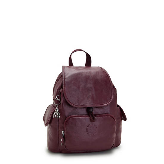 Kipling City Pack Mini Metallic Backpacks Burgundy Lacquer | AU 1492FD